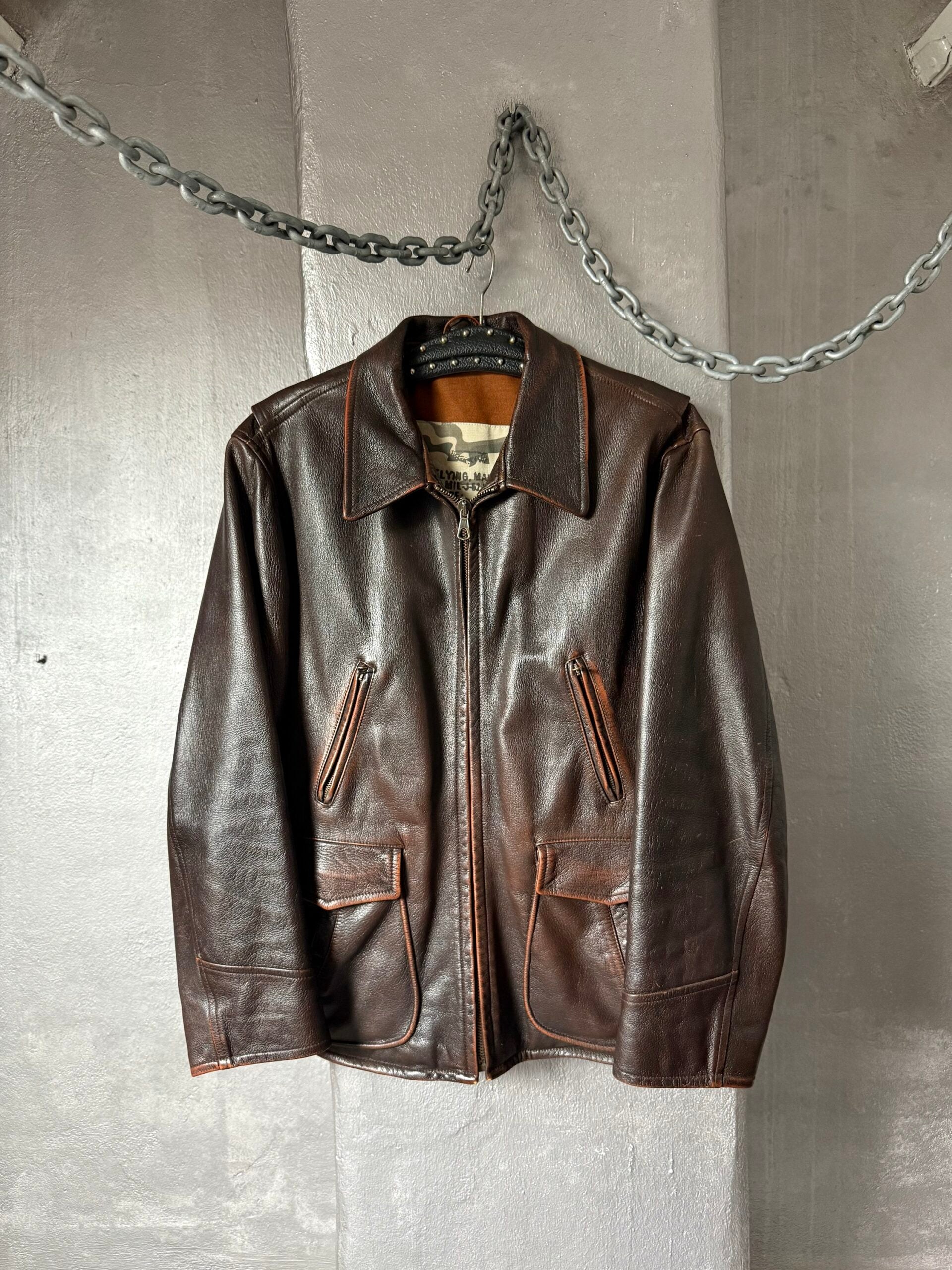 Vintage leather racing jacket with double zip – Ronnies Vintage
