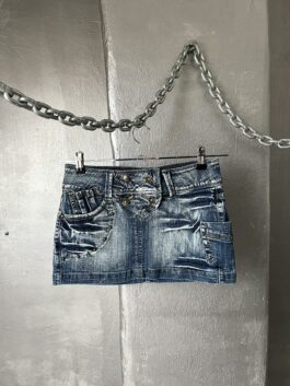Vintage denim washed mini skirt