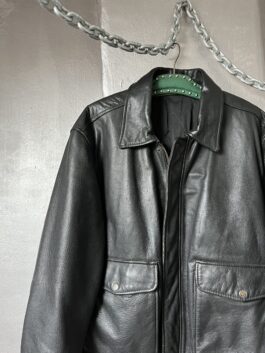 Vintage oversized real leather flyingjacket black