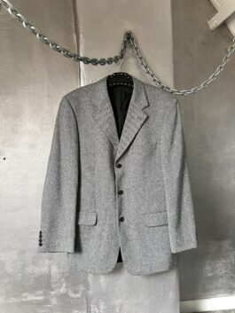 Vintage oversized wool cashmere blazer checkered black white