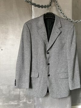 Vintage oversized wool cashmere blazer checkered black white