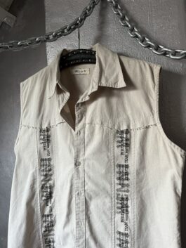 Vintage Wen Ni oversized blouse with artwork beige