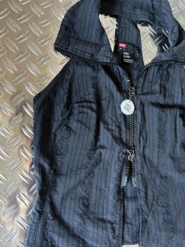 Vintage Diesel haltertop with double sided zip and embroidered stitching black