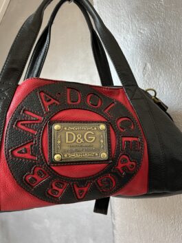 Vintage Dolce & Gabbana real leather shoulderbag red black