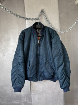 Vintage oversized padded bomberjacket blue