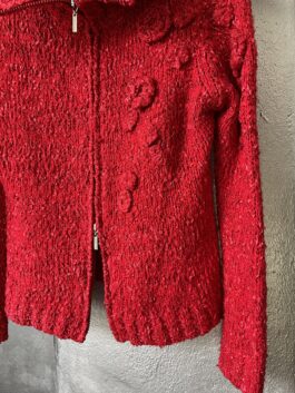 Vintage Lady Mei knitted wool vest with double zip red
