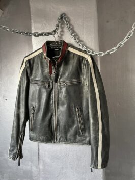 Vintage Marlboro real leather racing jacket washed grey