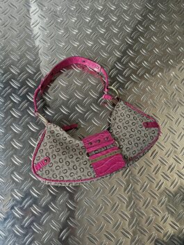 Vintage Guess monogram handbag with snakeskin brown pink