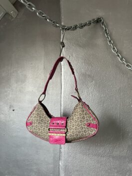 Vintage Guess monogram handbag with snakeskin brown pink
