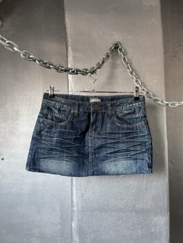 Vintage denim distressed mini skirt