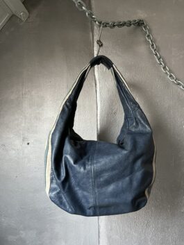 Vintage real leather shoulderbag multicolor blue