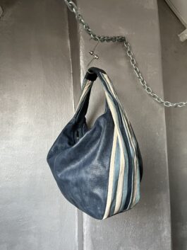 Vintage real leather shoulderbag multicolor blue