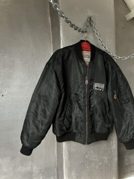 Vintage oversized padded bomber jacket black