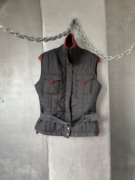 Vintage zipped up bodywarmer vest grey red