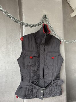 Vintage zipped up bodywarmer vest grey red
