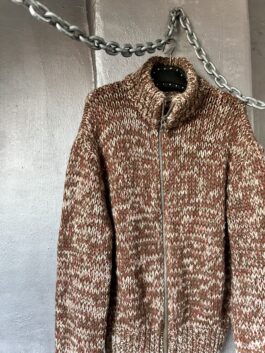 Vintage Dolce & Gabbana knitted wool vest with zip multicolor
