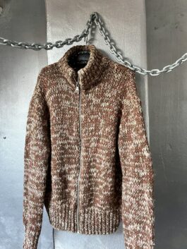 Vintage Dolce & Gabbana knitted wool vest with zip multicolor