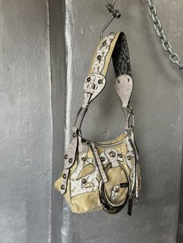 Vintage Guess handbag with silver hardware beige