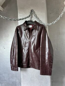 Vintage oversized real leather racing jacket Bordeaux