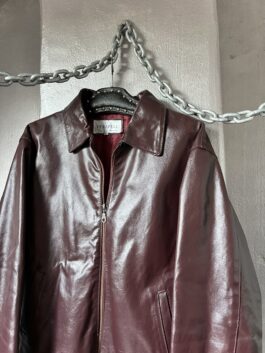 Vintage oversized real leather racing jacket Bordeaux