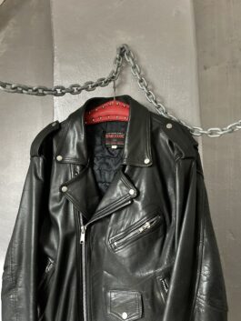 Vintage Bomb Boogie oversized real leather biker jacket black