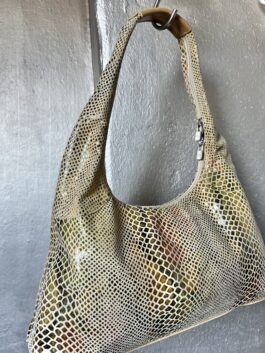 Vintage real leather handbag with snakeskin multicolor