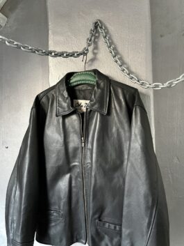 Vintage oversized real leather flyingjacket black