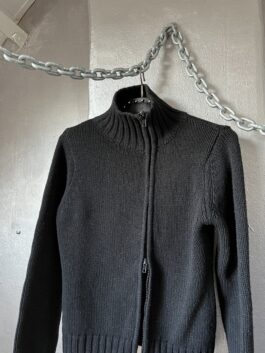 Vintage knitted wool vest with double zip black