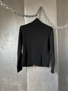 Vintage knitted wool vest with double zip black