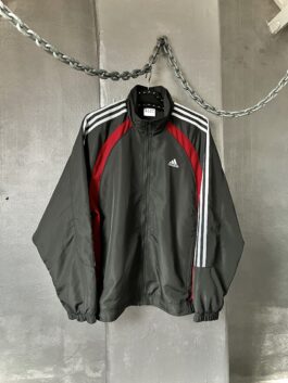 Vintage oversized Adidas vest with zip grey red