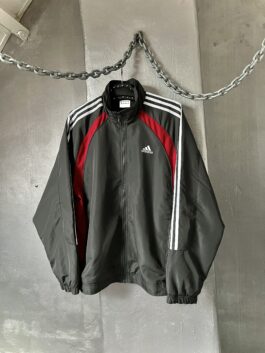 Vintage oversized Adidas vest with zip grey red