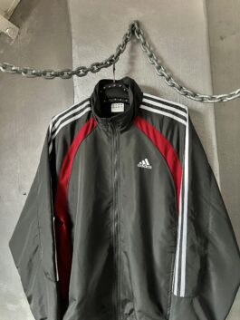 Vintage oversized Adidas vest with zip grey red