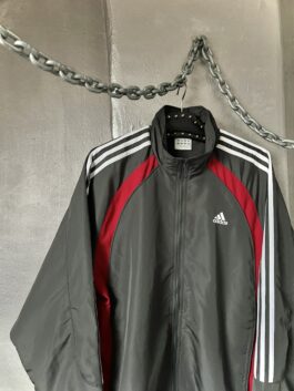 Vintage oversized Adidas vest with zip grey red