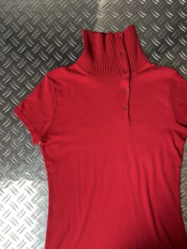 Vintage top with ribbed collar red