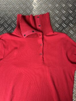 Vintage top with ribbed collar red
