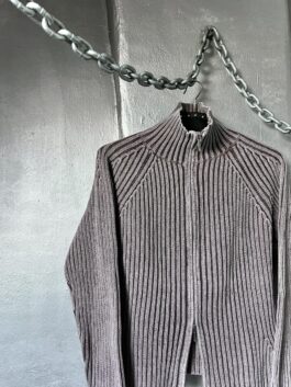 Vintage ribbed vest with double zip brown