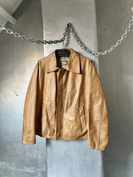 Vintage oversized real leather racing jacket cognac brown