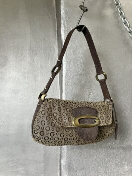 Vintage Guess monogram handbag brown with bronze hardware