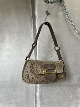 Vintage Guess monogram handbag brown with bronze hardware