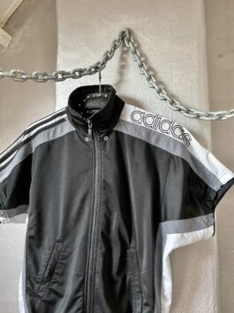 Vintage oversized Adidas vest with zip black grey