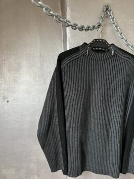 Vintage ribbed longsleeve jumper black grey