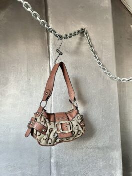 Vintage Guess monogram handbag beige pink