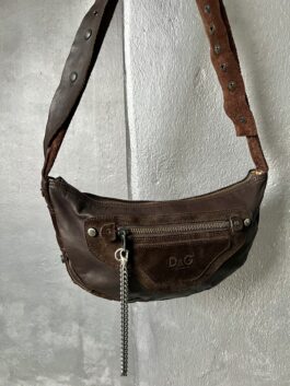 Vintage Dolce & Gabbana real leather crossbody bag brown