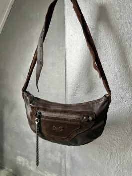 Vintage Dolce & Gabbana real leather crossbody bag brown
