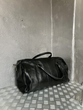 Vintage real leather travelbag black