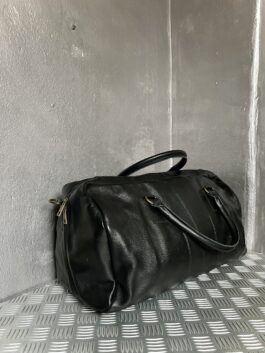 Vintage real leather travelbag black