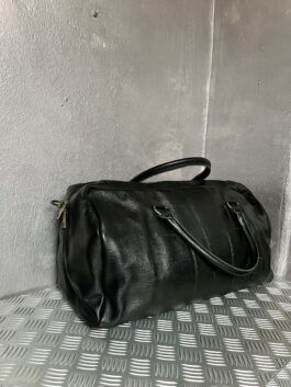 Vintage real leather travelbag black