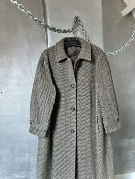 Vintage oversized woolen alpaca dad coat brown grey