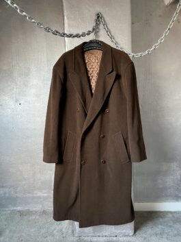 Vintage oversized cashmere woolen dad coat brown