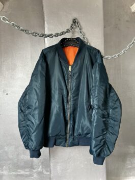 Vintage oversized padded bomberjacket blue